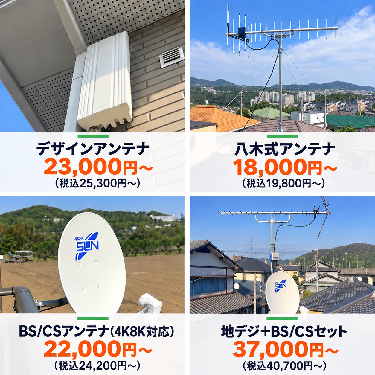 アンテナ工事料金表