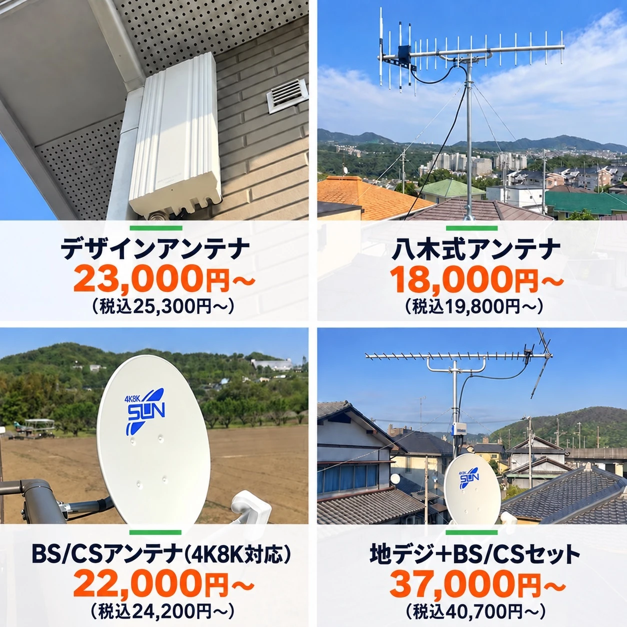 アンテナ工事料金表