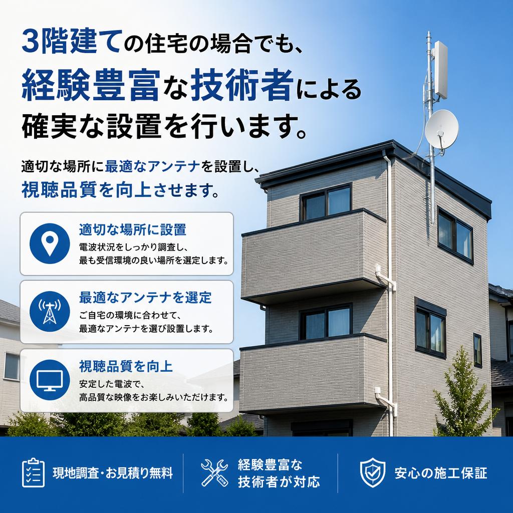 3階建てでも安心！確かな設置技術