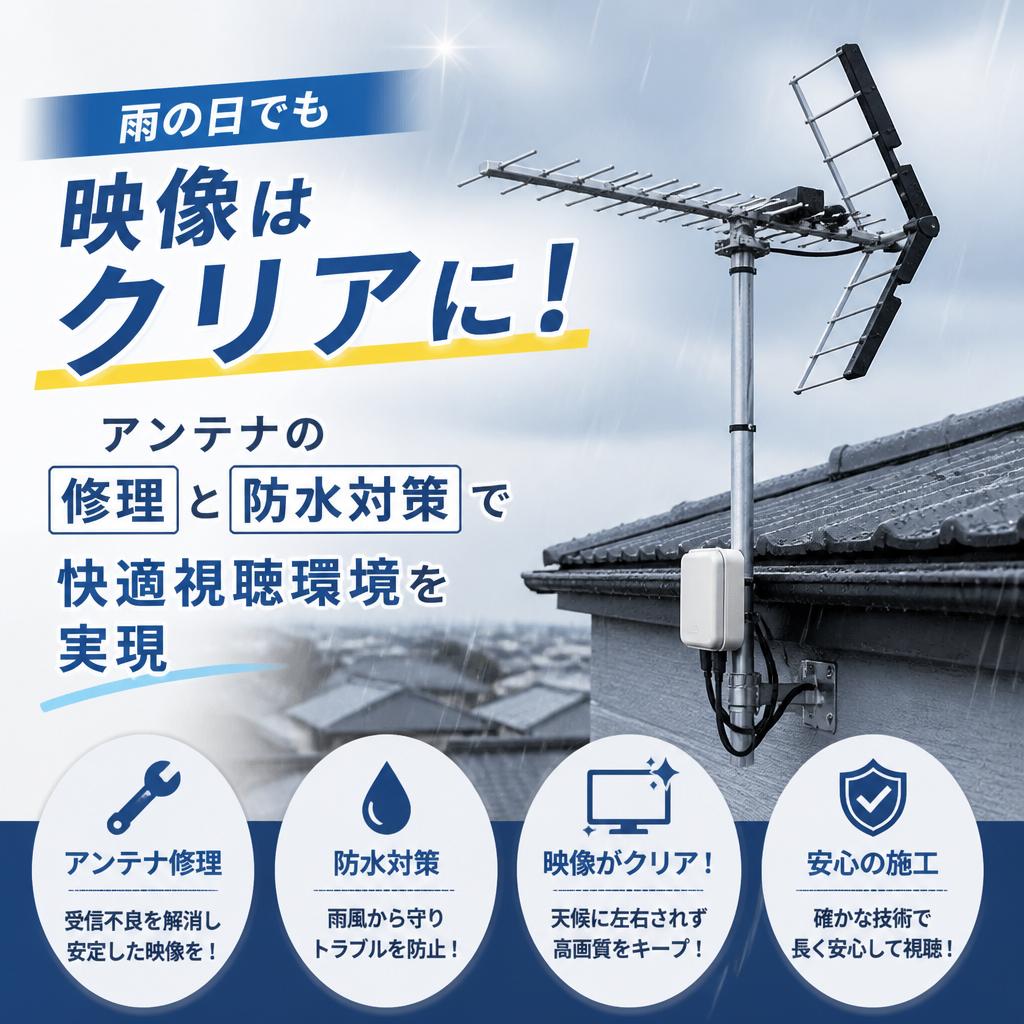 雨の日でも映像はクリアに！アンテナの修理と防水対策で快適視聴環境を実現