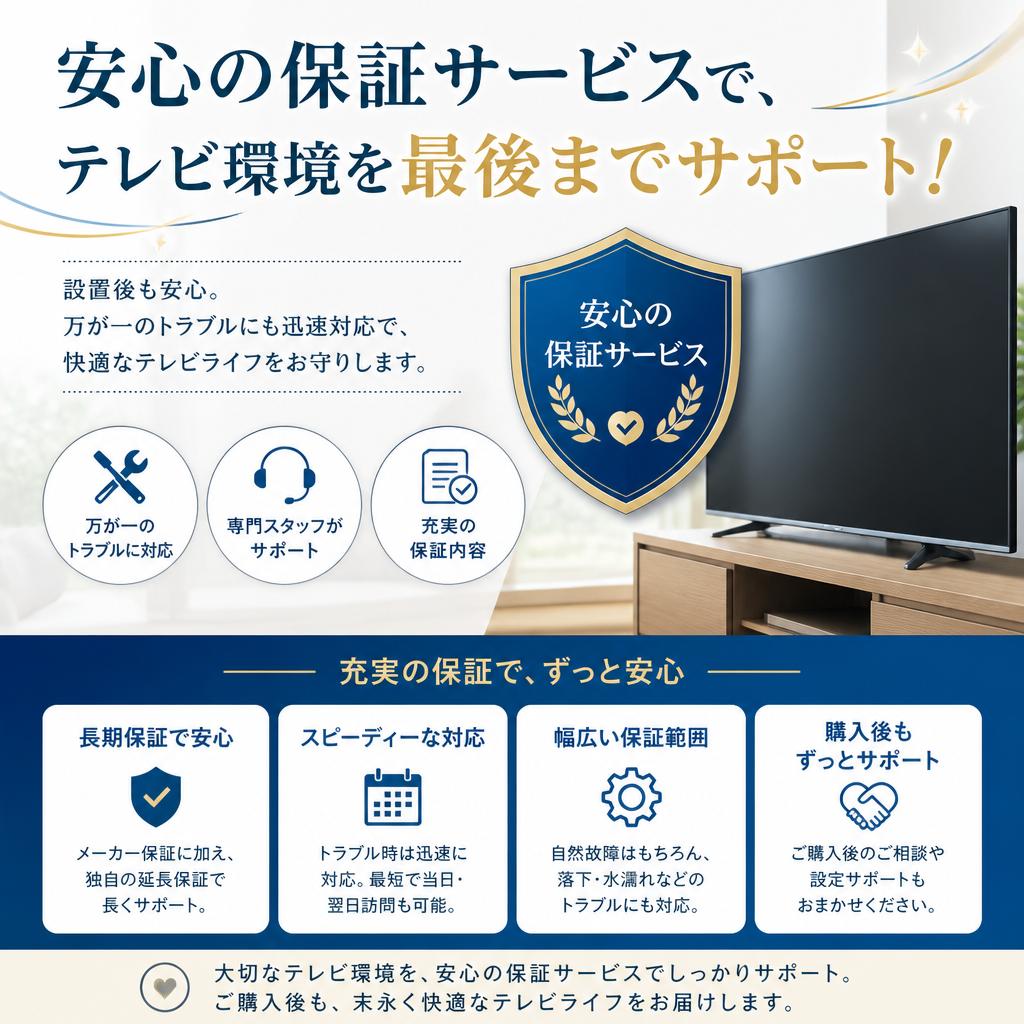 安心の保証サービスで、テレビ環境を最後までサポート！