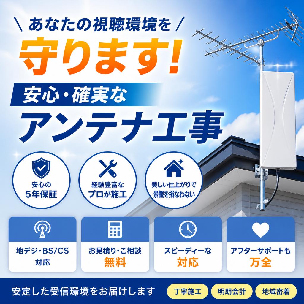 あなたの視聴環境を守ります！安心・確実なアンテナ工事