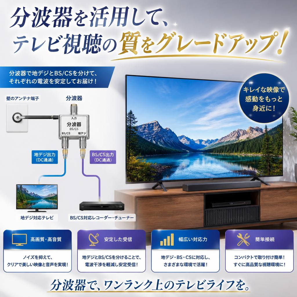 分波器を活用して、テレビ視聴の質をグレードアップ！