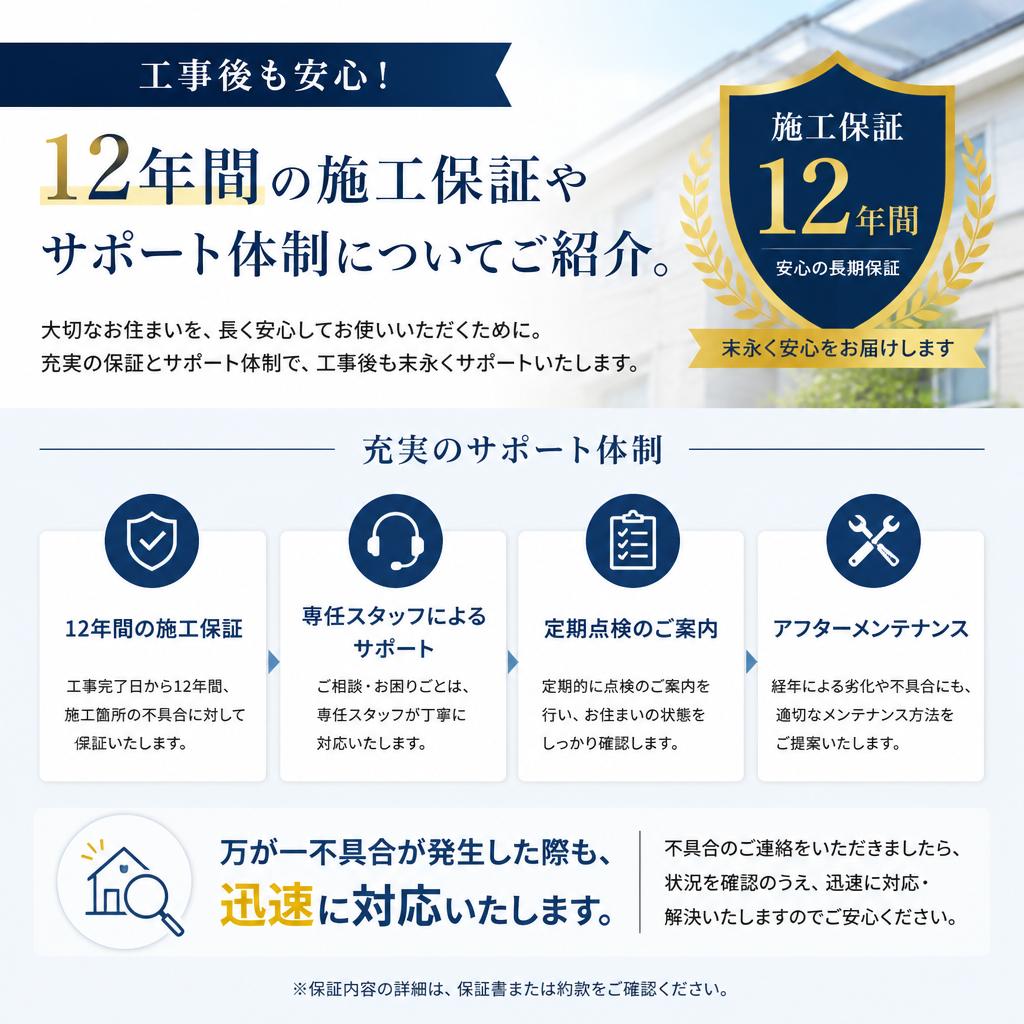 安心の保証とサポート体制