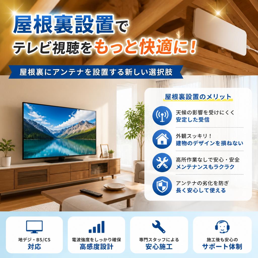 屋根裏設置でテレビ視聴をもっと快適に！