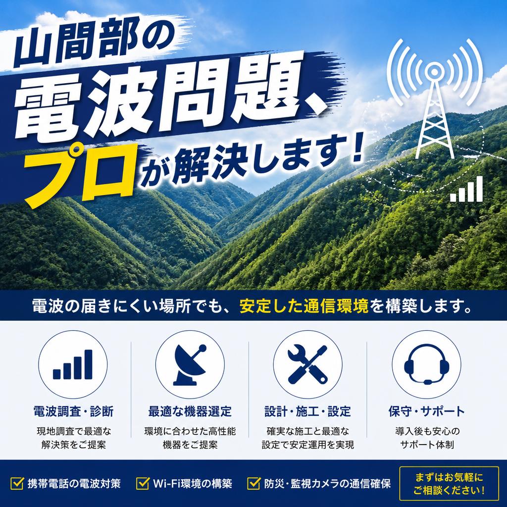 山間部の電波問題、プロが解決します！