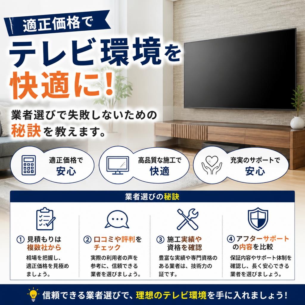 適正価格でテレビ環境を快適に！業者選びで失敗しないための秘訣を教えます。