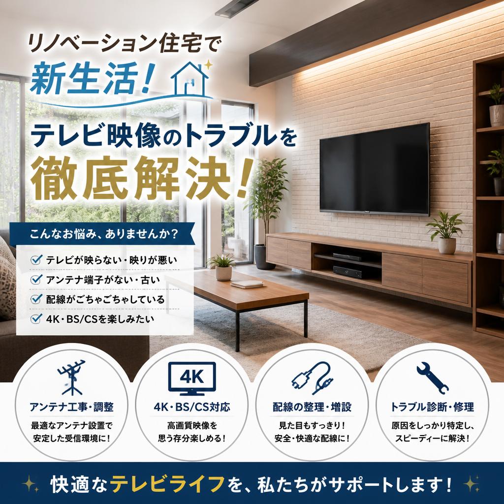 リノベーション住宅で新生活！テレビ映像のトラブルを徹底解決！