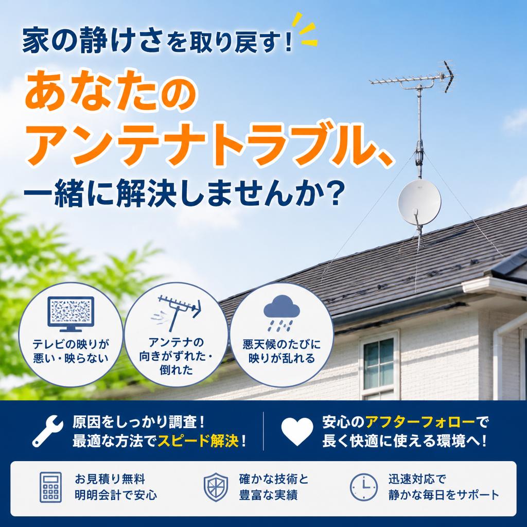 家の静けさを取り戻す！あなたのアンテナトラブル、一緒に解決しませんか？