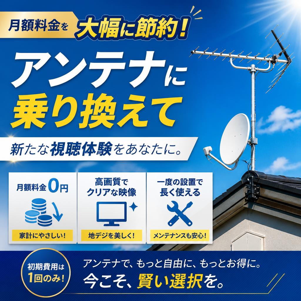 月額料金を大幅に節約！アンテナに乗り換えて新たな視聴体験をあなたに。