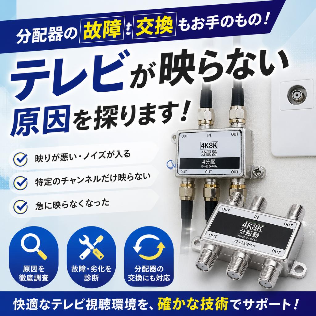 分配器の故障や交換もお手のもの！テレビが映らない原因を探ります！